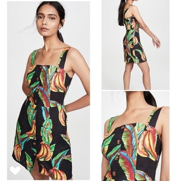 Farm Rio Dress NWT Preta Banana Linen Mini Dress New Size Extra small - Picture 1 of 10